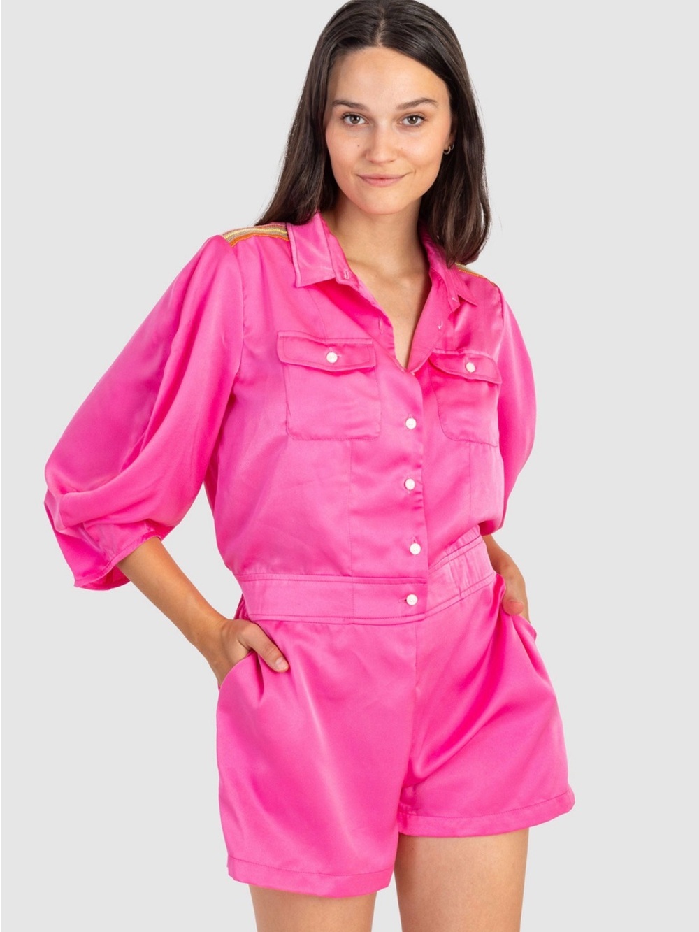 KOCH emac romper French kiss polysatin Hot Pink Womens Utility Romper
